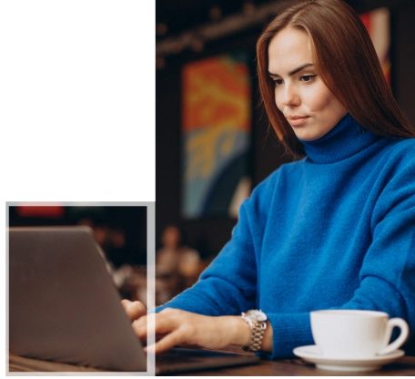 A student working on her Travel and Tourism academic assignment on a laptop.
